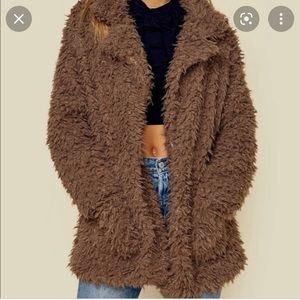 Sage The Label brown shaggy faux fur jacket